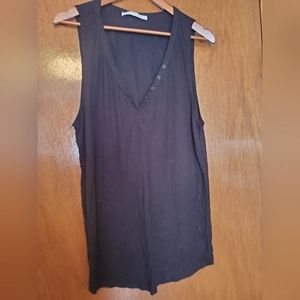 Black deep v tank top